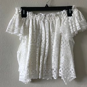 Adorable white strapless top!